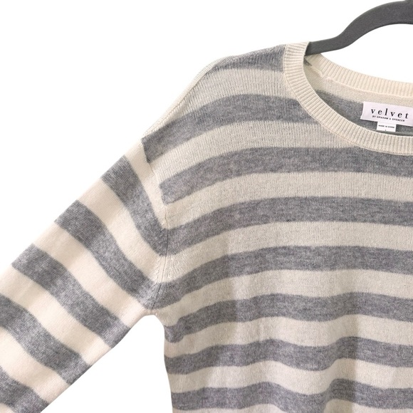 Velvet by Graham & Spencer Rylan Stripe Wool Cashmere Sweater Size Large - Picture 4 of 12